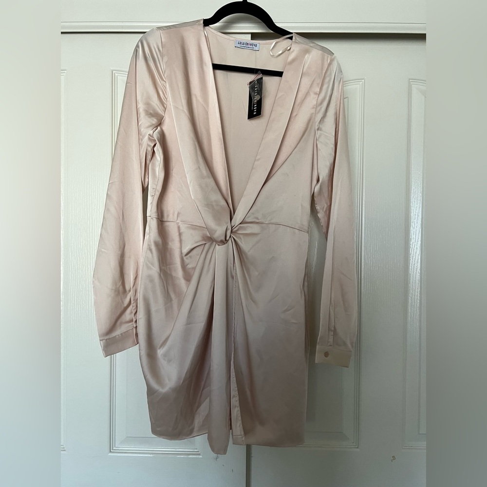Front Twist Satin Cocktail Dress
